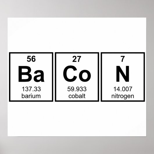 Bacon Periodic Table Element Symbolen Poster (Voorkant)