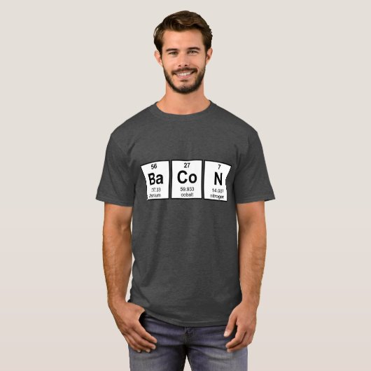 Bacon Periodic Table Element Symbolen T-shirt (Voorkant volledig)
