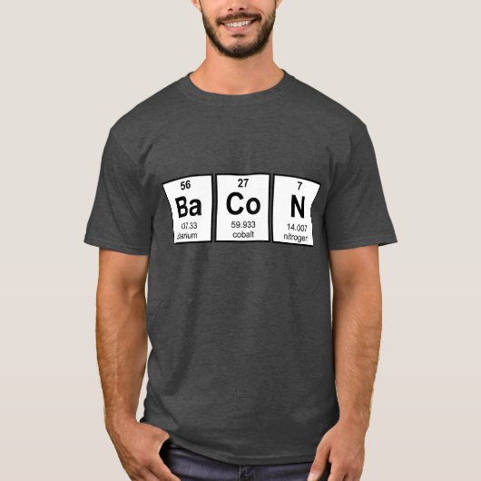 Bacon Periodic Table Element Symbolen T-shirt (Voorkant)