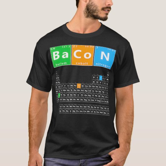 Bacon Periodiek Tafel Grappig Bacon Chemie Meme T-shirt (Voorkant)