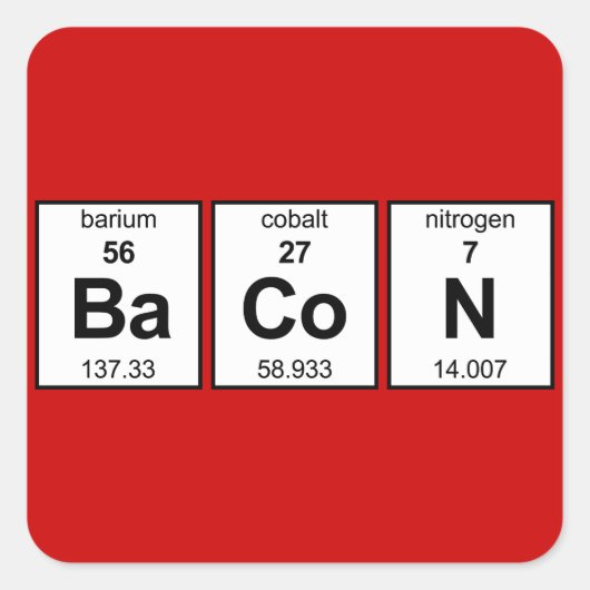 BaCoN Periodieke Tabel Vierkante Sticker (Voorkant)