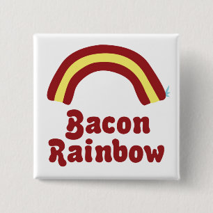 Bacon Rainbow Vierkante Button 5,1 Cm