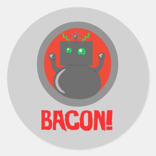 Bacon Robot Ronde Sticker (Voorkant)