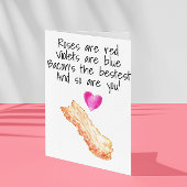 Bacon Rozen zijn Rood Grappige Valentijnsdag Kaart