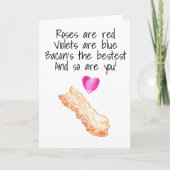 Bacon Rozen zijn Rood Grappige Valentijnsdag Kaart (Voorkant)