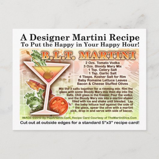 Bacon, sla, tomaat Martini Recept Briefkaart (Voorkant)