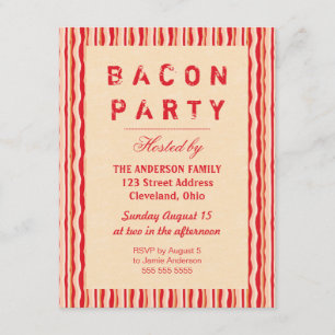 Bacon Strips Party Invitation Typography Kaart
