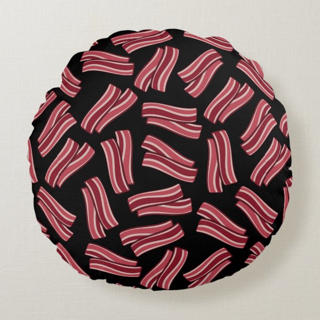 Bacon Strips Patroon Rond Kussen (Voorkant)