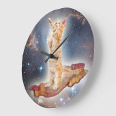 Bacon Surfing Cat Clock Grote Klok (Hoek)