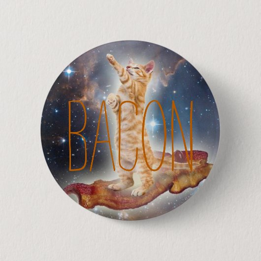 Bacon Surfing Cat Ronde Button 5,7 Cm (Voorkant)