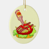 Bacon swiss cheeseburger met ketchup keramisch ornament (Rechts)