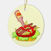 Bacon swiss cheeseburger met ketchup keramisch ornament (Links)