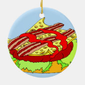 Bacon swiss cheeseburger met ketchup keramisch ornament (Achterkant)