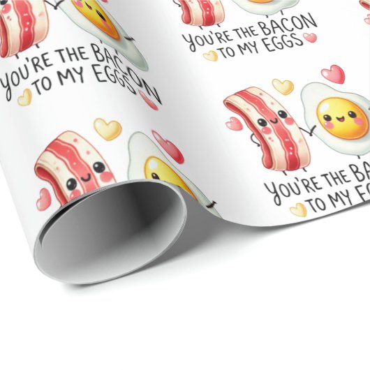 Bacon to My Eggs Love Gift Wrapping Paper Cadeaupapier (Rol Hoek)