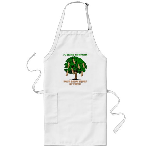 Bacon Tree Funny Apron Humor Lang Schort (Voorkant)