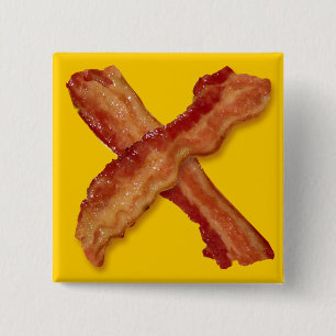 Bacon X O X LOVE Vierkante Button 5,1 Cm