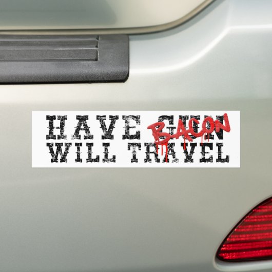 Bacon zal Typografie reizen Bumpersticker (Op auto)