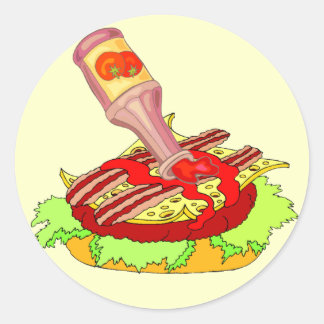 Bacon Zwitserse cheeseburger met ketchup Ronde Sticker