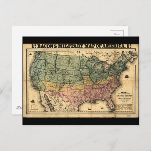 Bacon's militaire kaart van de Verenigde Staten (1 (Voorkant / Achterkant)