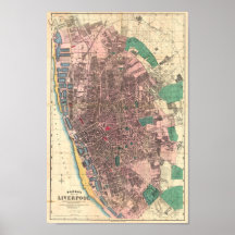 Bacon's Victoriaans kaart van Liverpool 1890