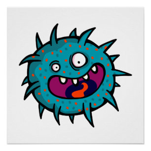 Bacteria Bug Doodle Cartoon Perfect Poster