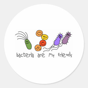 Bacteria zijn mijn vrienden ronde sticker