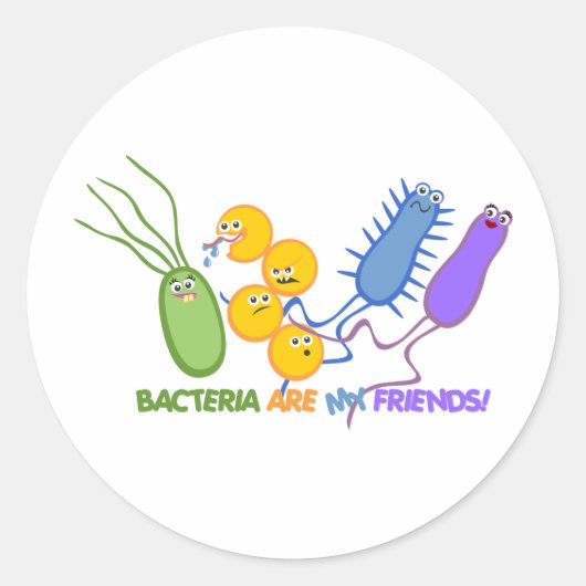 Bacteriële vrienden ronde sticker (Voorkant)