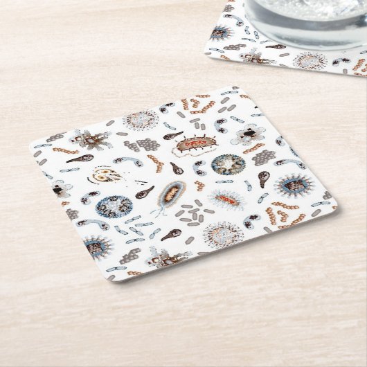 Bacteriën en viruspatroonpatronen kartonnen onderzetters (Schuin)