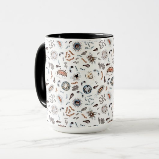 Bacteriën en viruspatroonpatronen mok (Voorkant links)