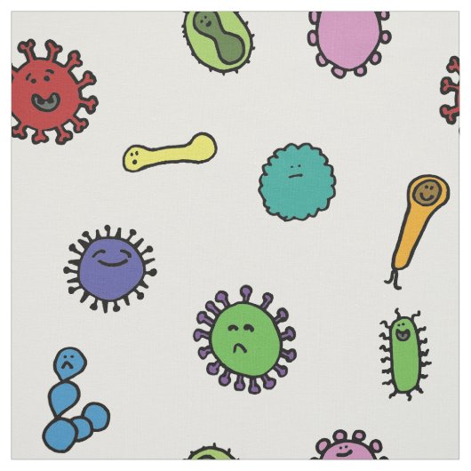 Bacteriën en virussen, kinder patroon stof (Swatch)