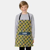 Bacteriën Geel Blauw Minimaal Patroon Schort (Gedragen)