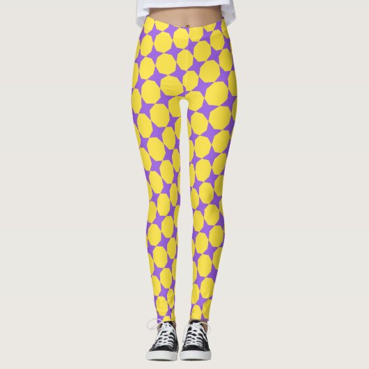 Bacteriën geel violet minimaal patroon leggings (Voorkant)