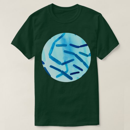 Bacteriën in blauw t-shirt (Design voorkant)