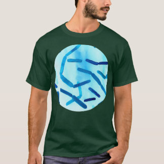 Bacteriën in blauw t-shirt