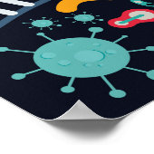 Bacteriesurft, geschikt voor klaslokaal of slaapka poster (Hoek)