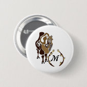 Bactrian Camel Monogram Ronde Button 5,7 Cm (Voorkant /achterkant)