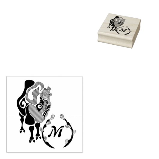 Bactrian Camel Monogram Rubberstempel (Gestempeld)