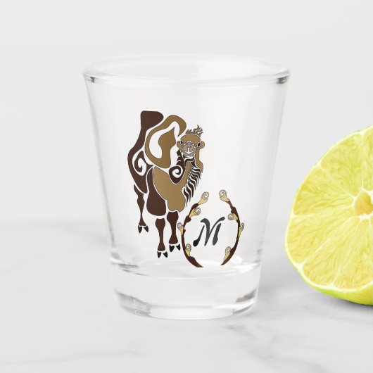 Bactrian Camel Monogram Shot Glas (Voorkant)