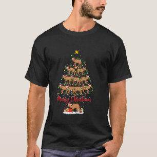 Bactrische Camel Xmas Verlichting Santa Camel Kers T-shirt