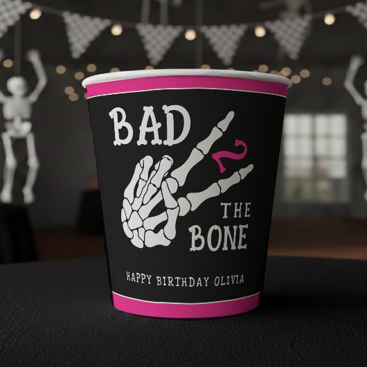 Bad 2 the Bone Skeleton 2nd Birthday Party Papieren Bekers
