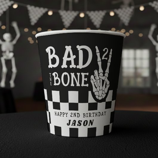 Bad 2 the Bone Skeleton 2nd Birthday Party Papieren Bekers