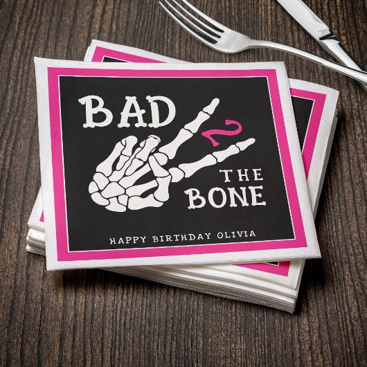 Bad 2 the Bone Skeleton 2nd Birthday Party Servet