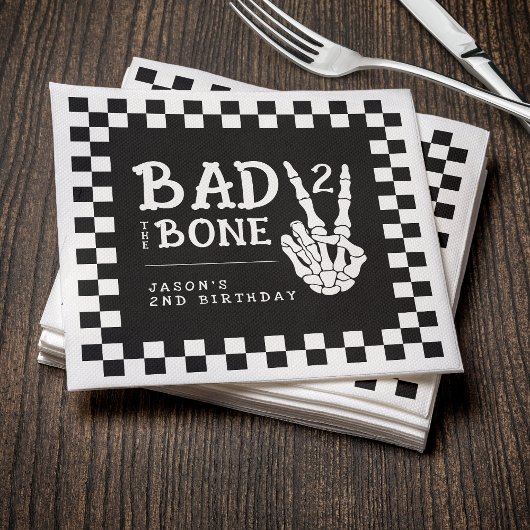 Bad 2 the Bone Skeleton 2nd Birthday Party Servet