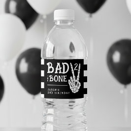 Bad 2 the Bone Skeleton 2nd Birthday Party Waterfles Etiket