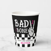 Bad 2 the Bone Skeleton Pink 2nd Birthday Party Papieren Bekers (Voorkant)