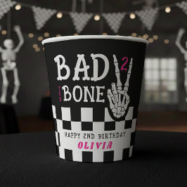 Bad 2 the Bone Skeleton Pink 2nd Birthday Party Papieren Bekers