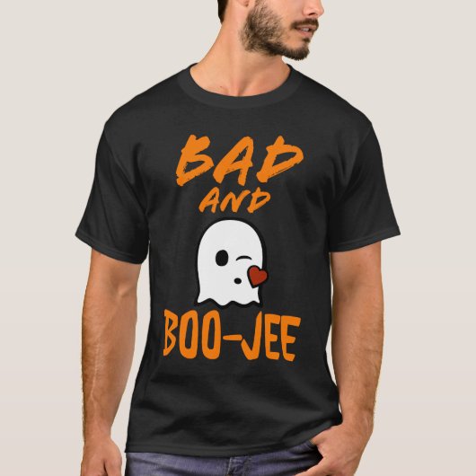 Bad and Boo Jee Cute Ghost Halloween Mam Costume T-shirt (Voorkant)