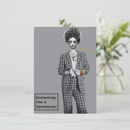 Bad and Boo-Jee Gotische Halloween-feest Kaart (Staand voorkant)