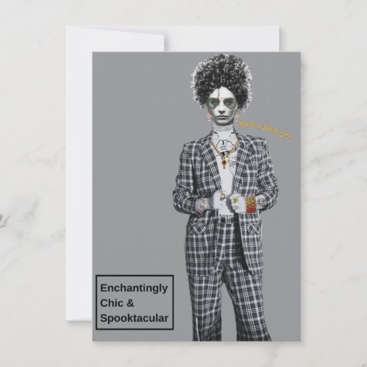 Bad and Boo-Jee Gotische Halloween-feest Kaart (Voorkant)