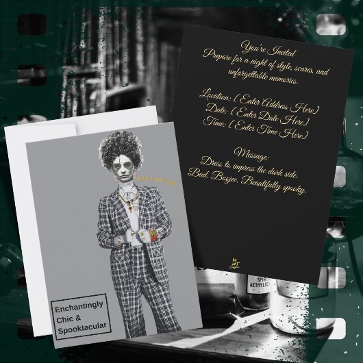 Bad and Boo-Jee Gotische Halloween-feest Kaart